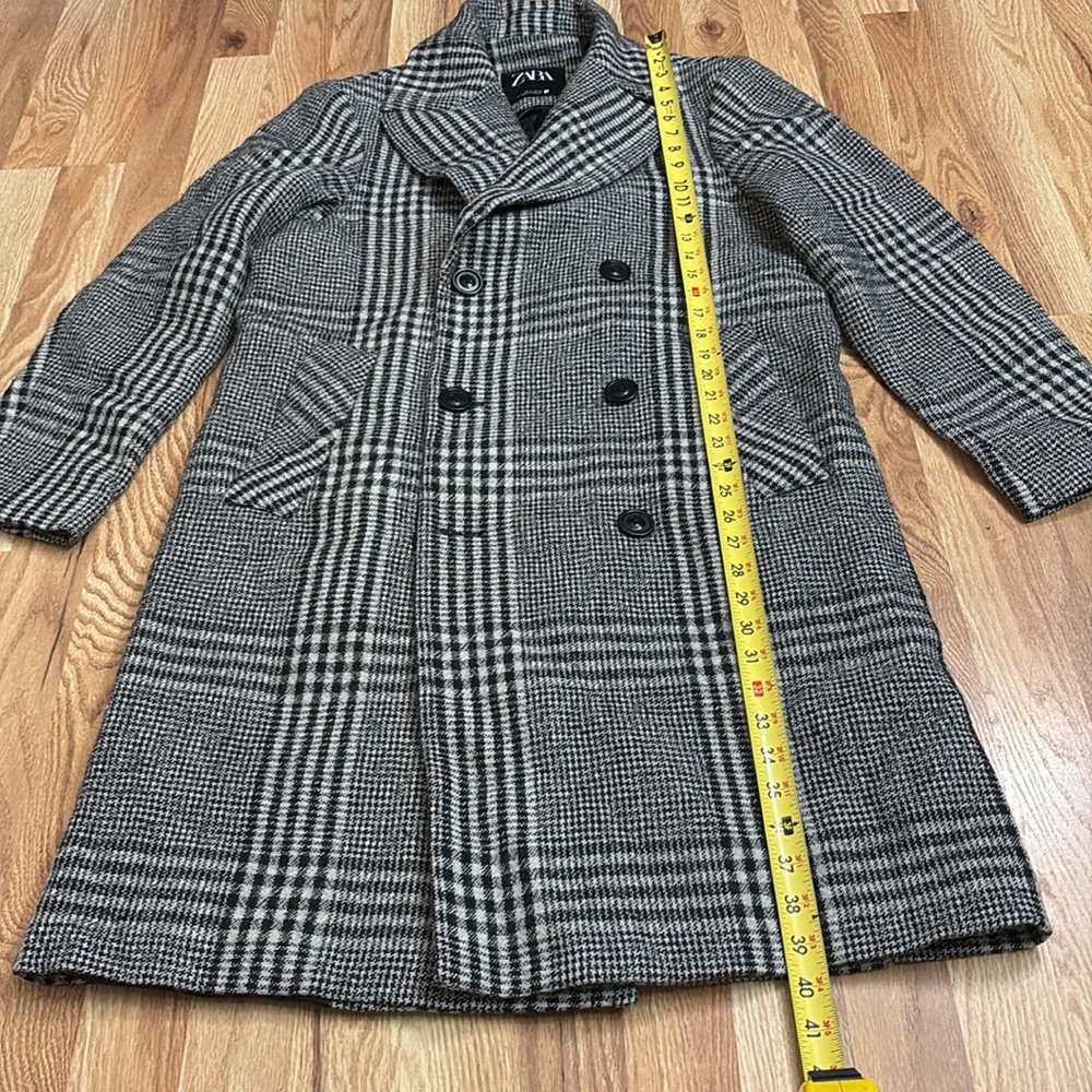 Zara Black and White Plaid Coat